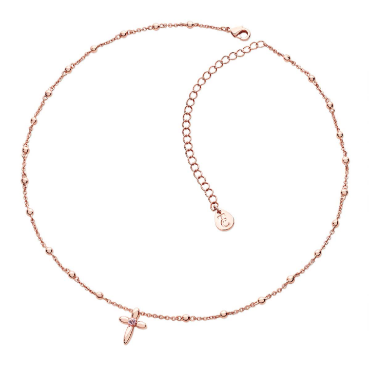 Tipperary Crystal Floral Cross Rose Gold Necklace